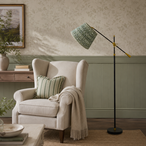 Green & White Ikat Cotton Lampshade