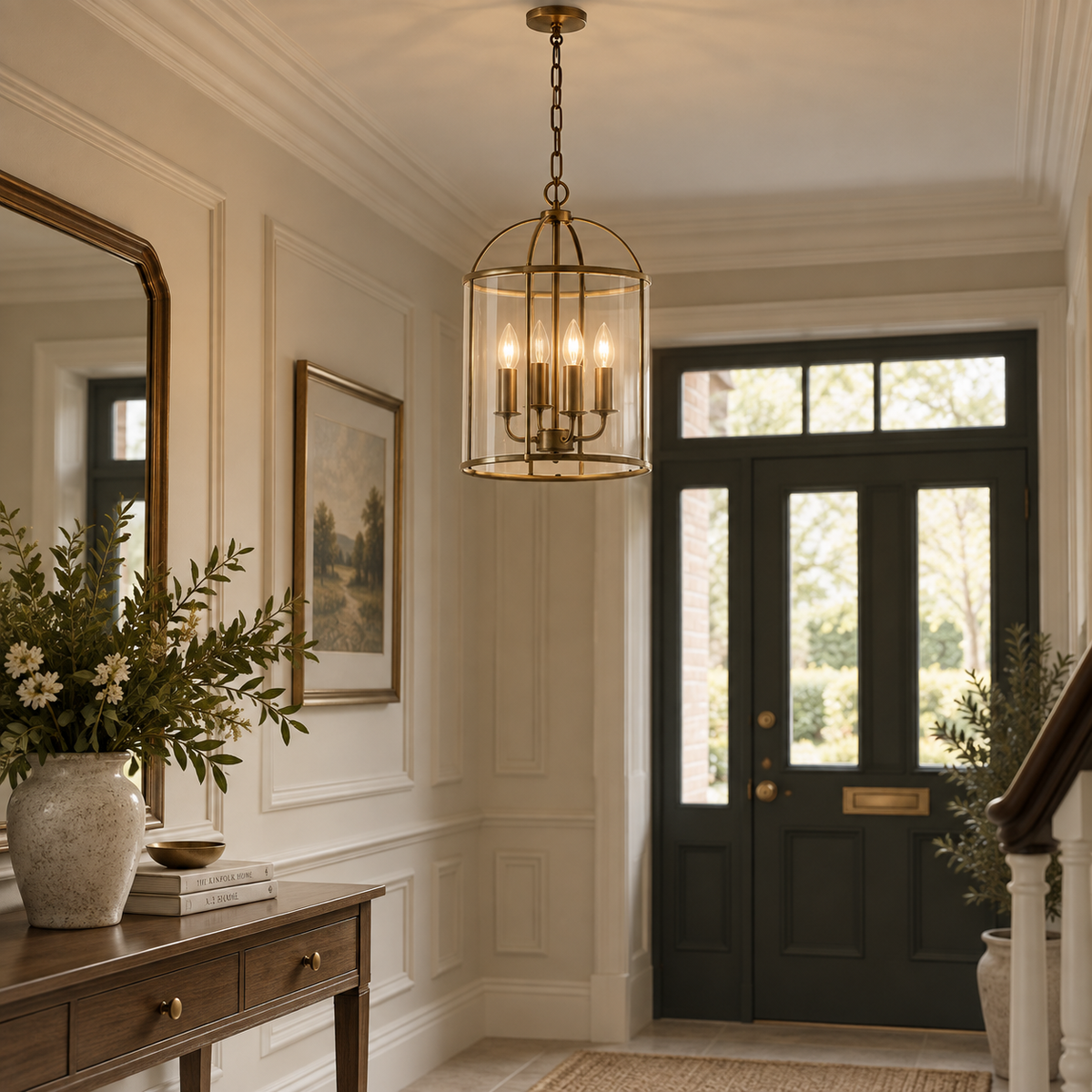 Lambeth 4-Light Pendant Ceiling Light Antique Brass