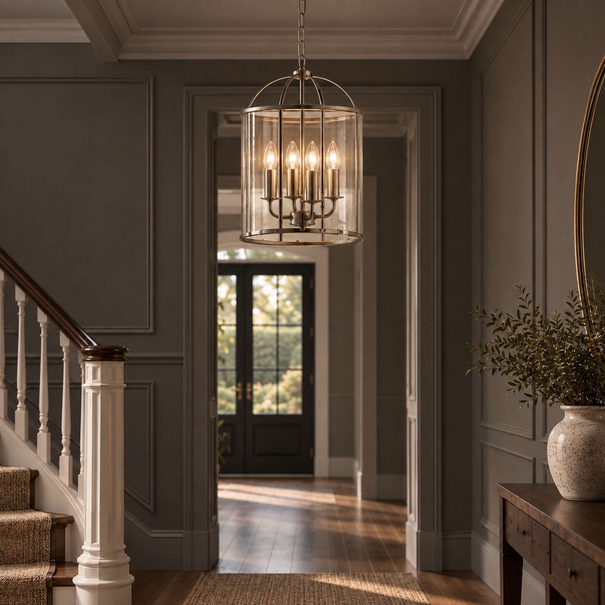 Lambeth 4-Light Pendant Ceiling Light Satin Nickel
