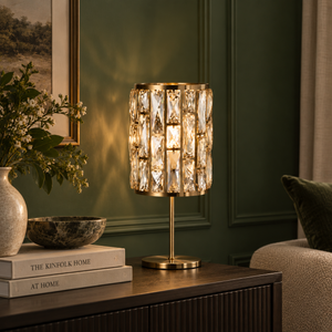 Bijou Table Lamp - Antique Brass Metal & Champagne Glass