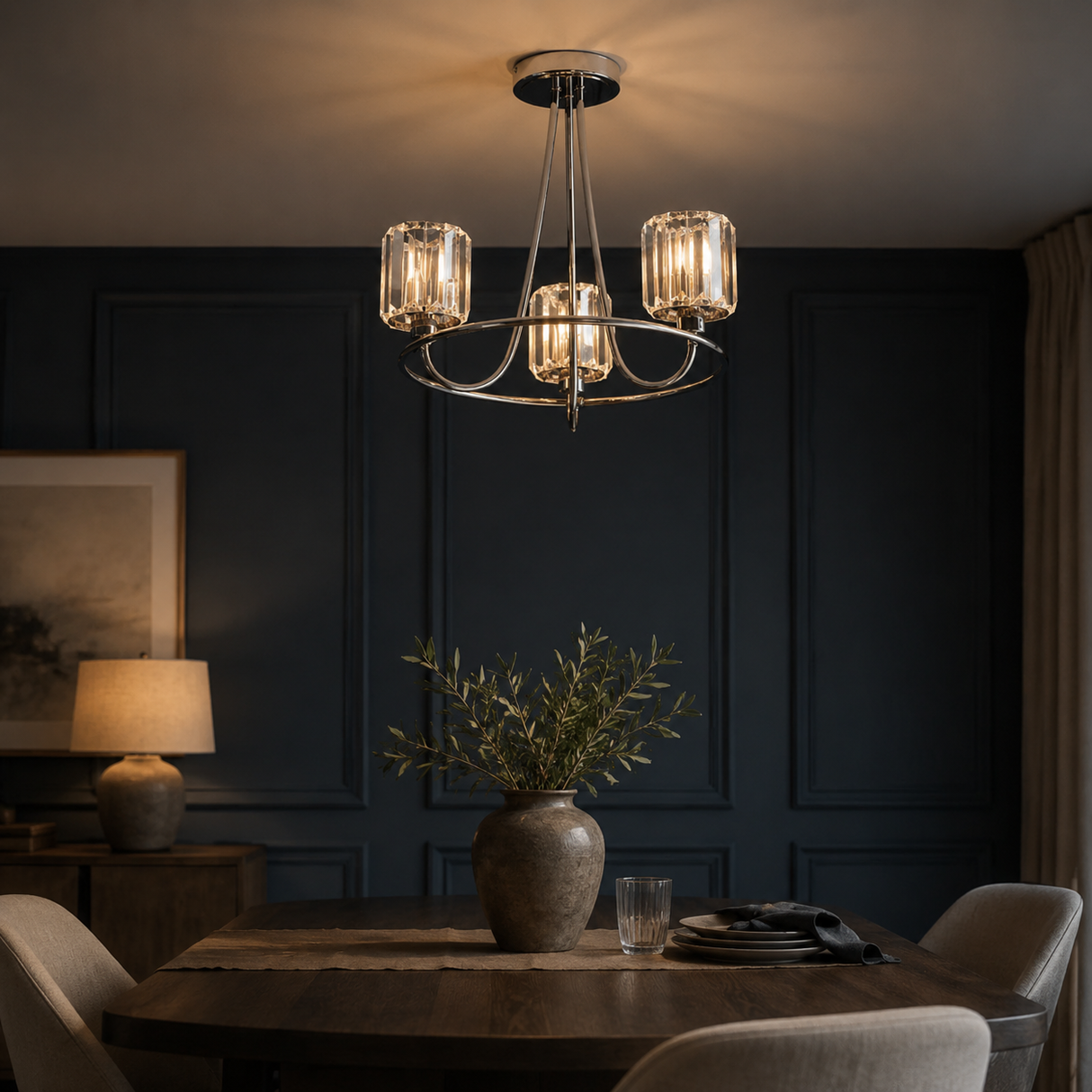 Berenice 3lt Semi Flush Ceiling Light Nickel