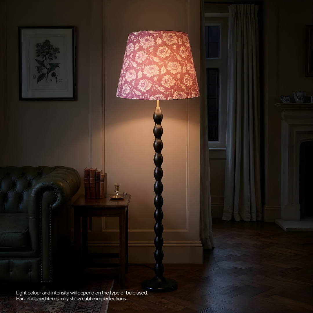 AARTIN Ripple Wood Floor Lamp With Peony Petals Lampshade