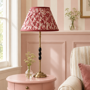 Ophelia Metal Table Lamp With Crimson Blooms Cotton Lampshade