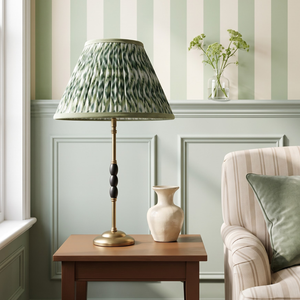 Ophelia Metal Table Lamp With Green & White Ikat Cotton Lampshade