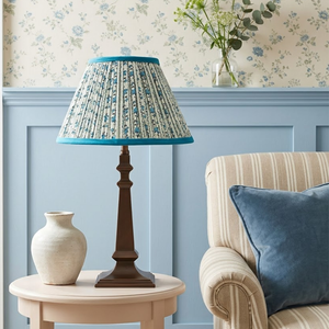 Azura Metal Table Lamp With Blue Willow Cotton Lampshade