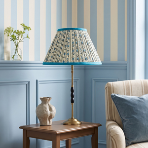 Ophelia Metal Table Lamp With Blue Willow Cotton Lampshade