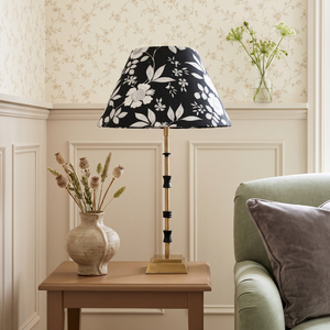 Lily Metal Table Lamp With Midnight Blossom Cotton Lampshade