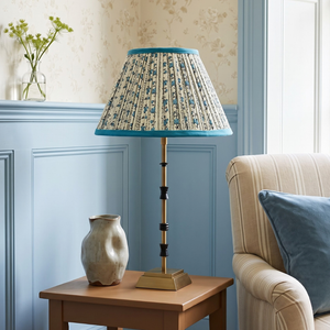 Lily Metal Table Lamp With Blue Willow Cotton Lampshade