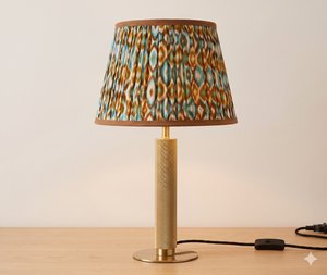 AARTIN 35 CM Brown & Blue Ikat Cotton Lampshade - Straight Empire ( Shade Only )