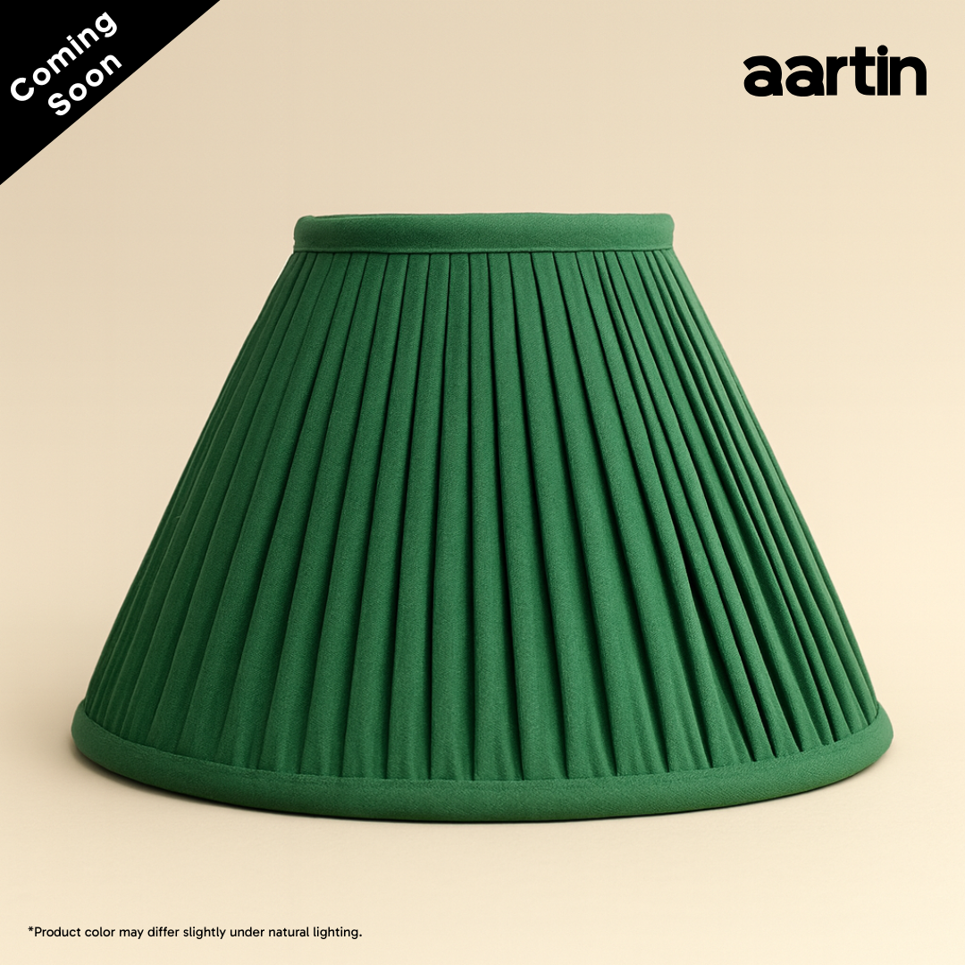 AARTIN EMPIRE GATHERED LAMPSHADE IN GREEN SILK