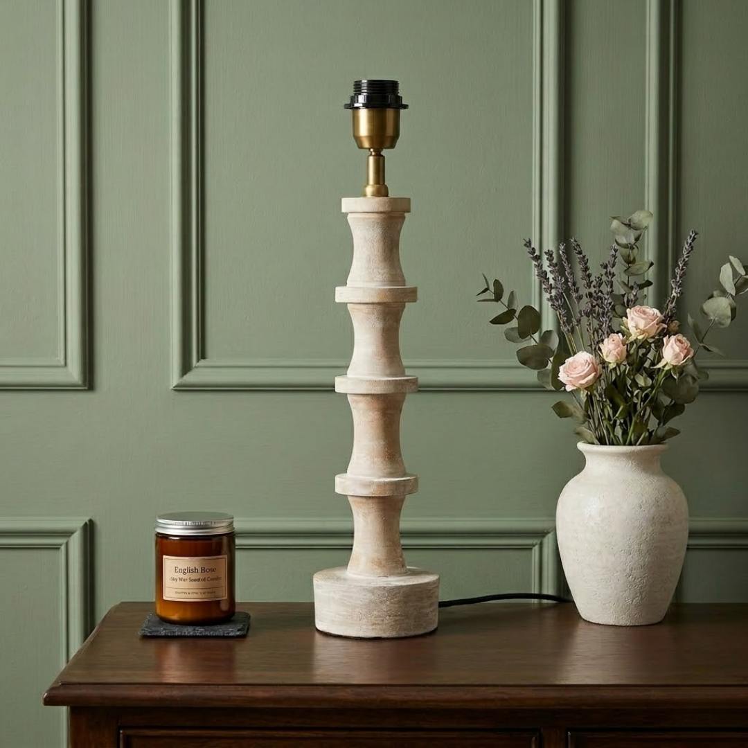 AARTIN Nova Wood Table Lamp - Whitewash Wood Finish ( Base Only )