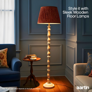 AARTIN 45 CM AUTUMN LEAVES STRAIGHT EMPIRE GATHERED LAMPSHADE IN COTTON