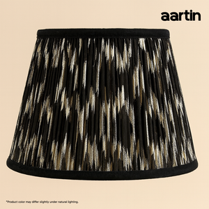 AARTIN 30 CM BLACK AND WHITE IKAT STRAIGHT EMPIRE GATHERED LAMPSHADE IN COTTON