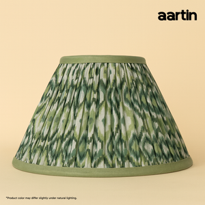 AARTIN 30 CM GREEN & WHITE IKAT EMPIRE GATHERED LAMPSHADE IN COTTON