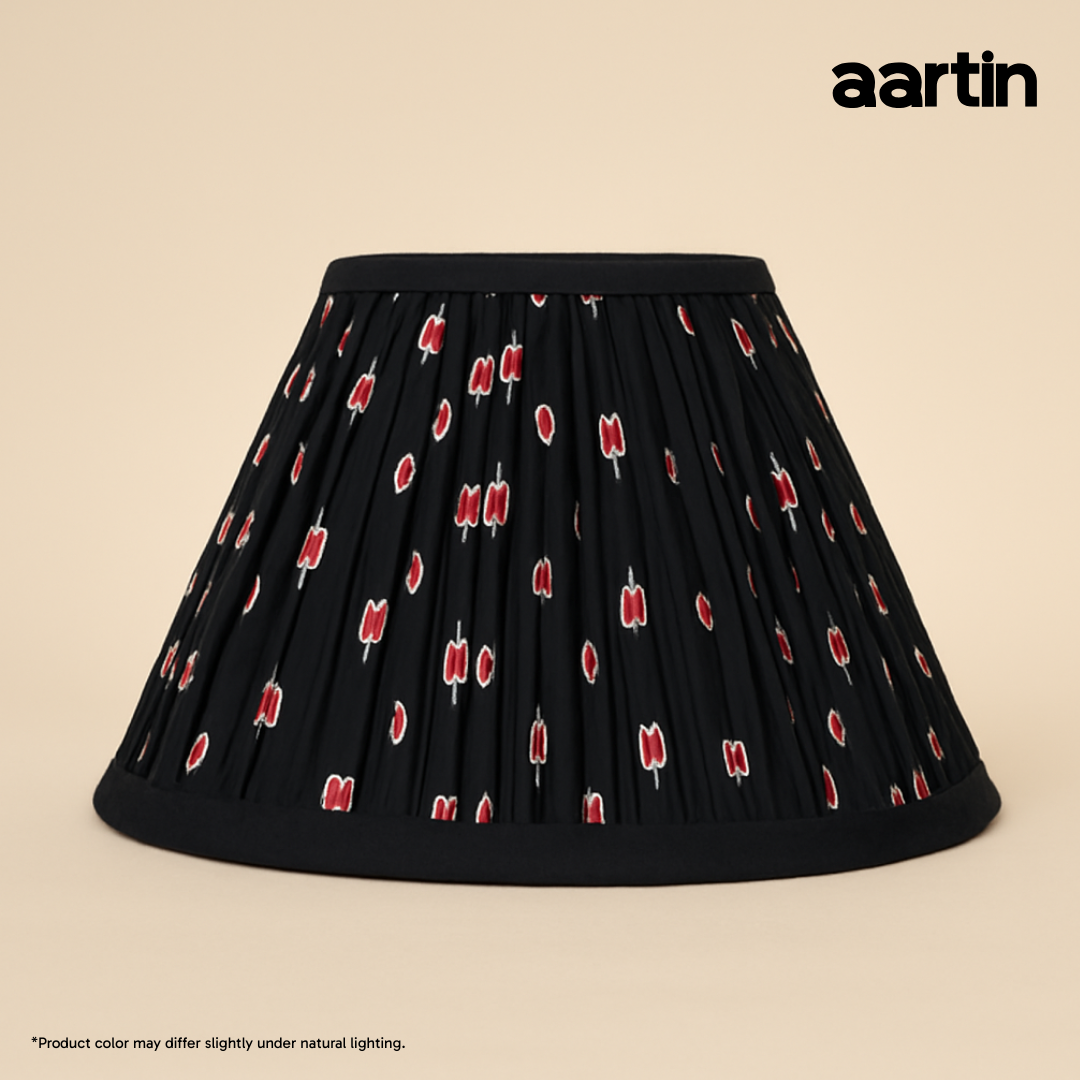 AARTIN 30 CM MIDNIGHT LOTUS EMPIRE GATHERED LAMPSHADE IN COTTON