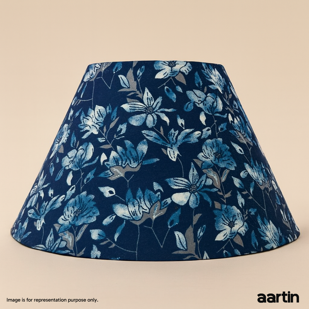 AARTIN 30 CM INDIGO BLOOMS EMPIRE ROLLED LAMPSHADE IN COTTON