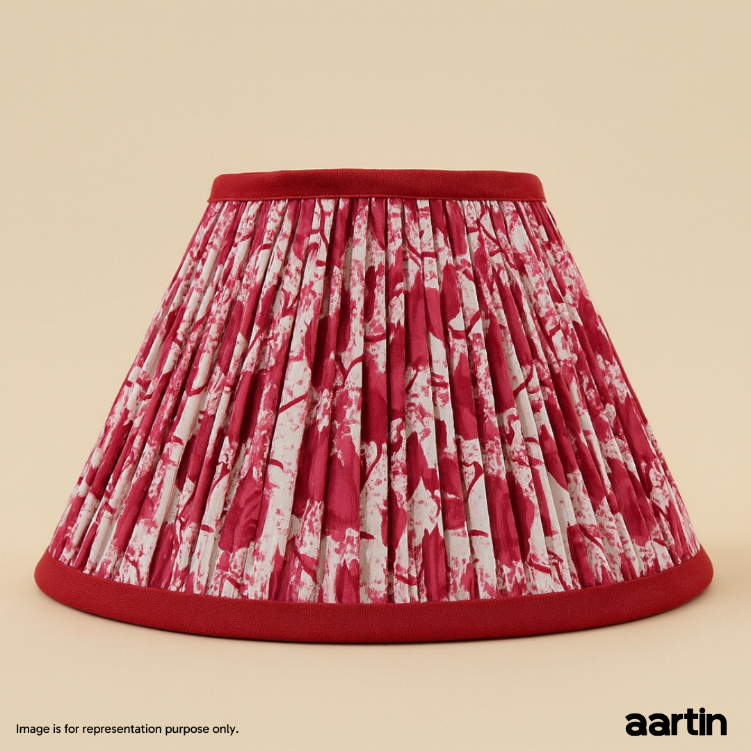 AARTIN 30 CM CRIMSON BLOOMS EMPIRE GATHERED LAMPSHADE IN COTTON