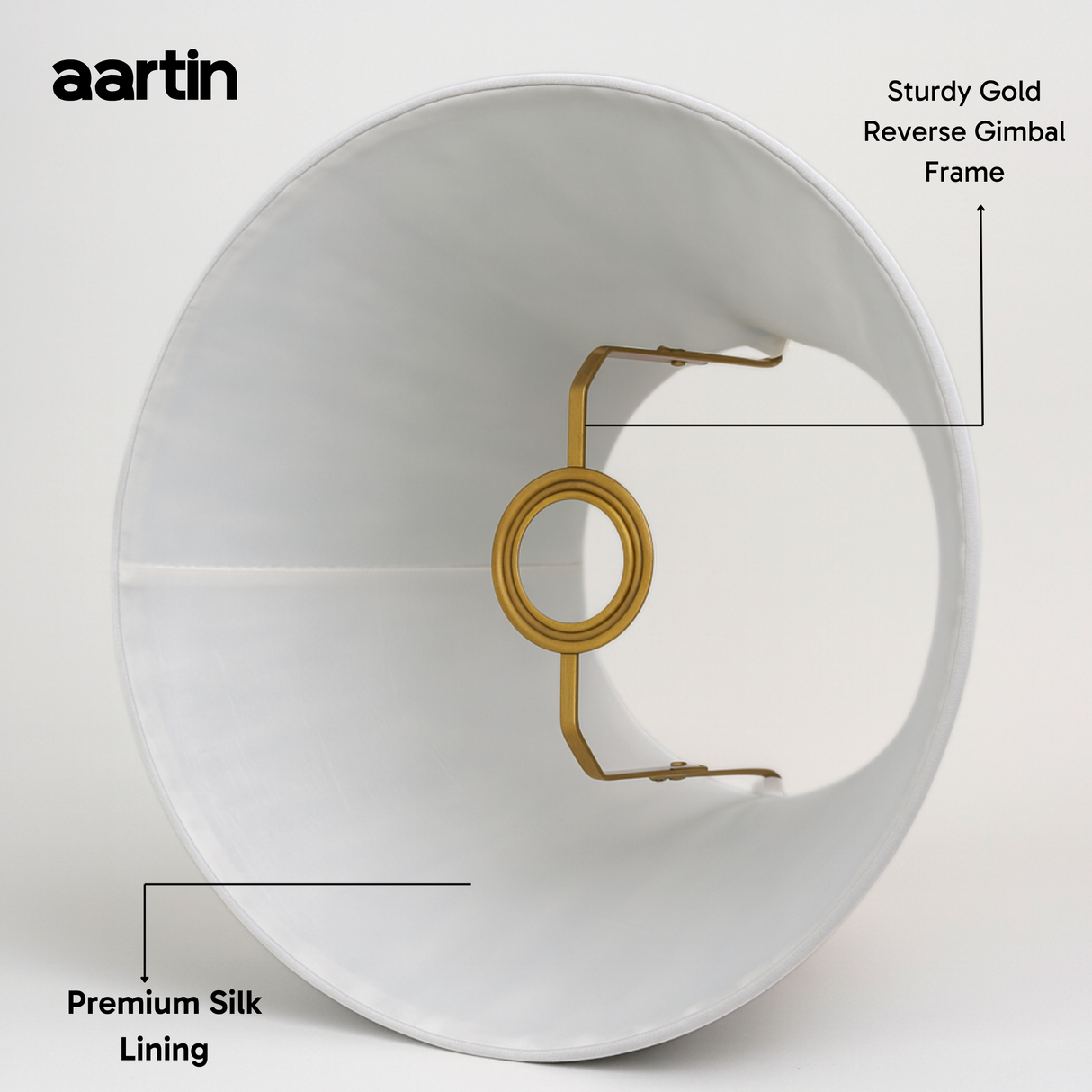 AARTIN 35 CM GOLDEN CIRCUIT STRAIGHT EMPIRE GATHERED LAMPSHADE IN COTTON