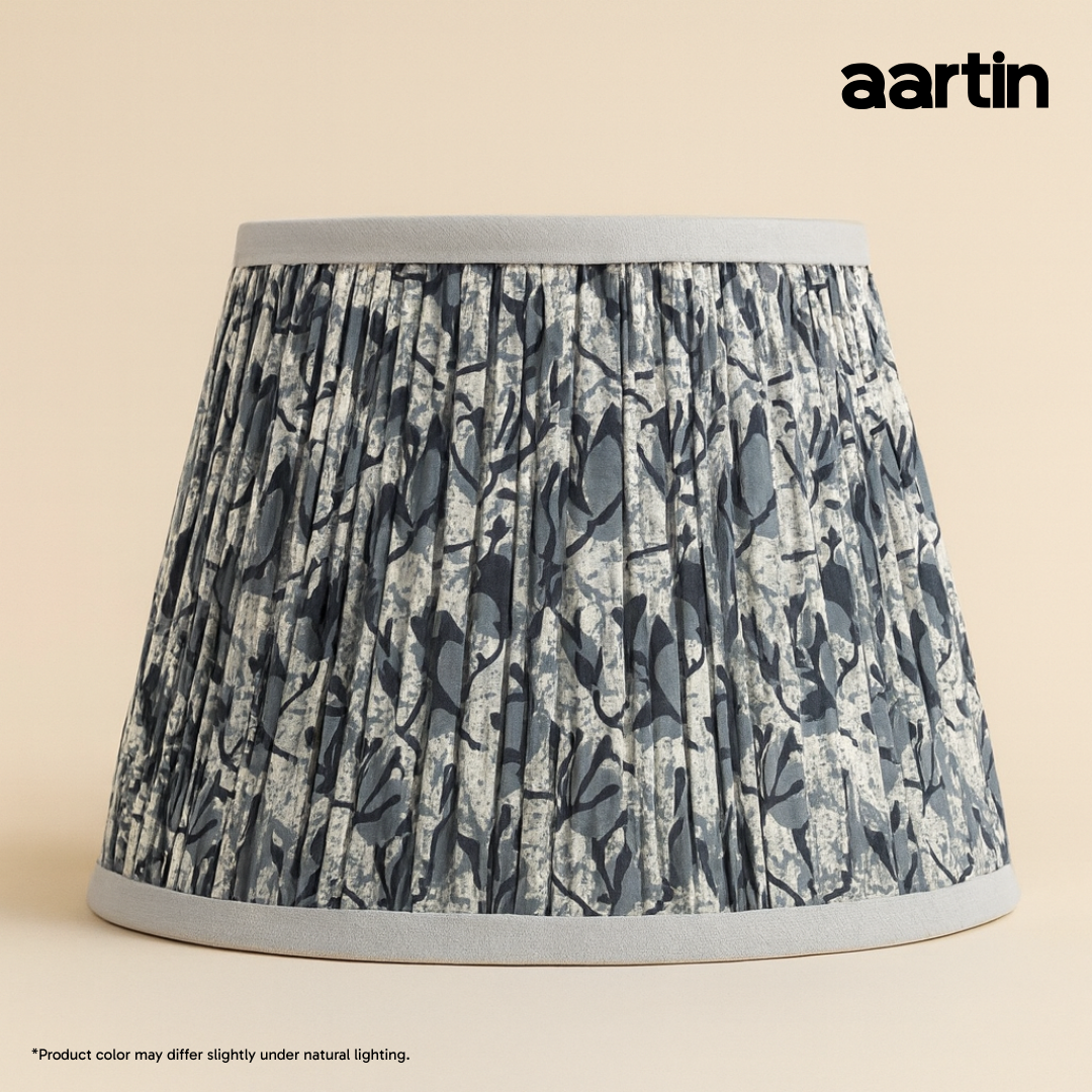 AARTIN 30 CM STORMY BLOOMS STRAIGHT EMPIRE GATHERED LAMPSHADE IN COTTON