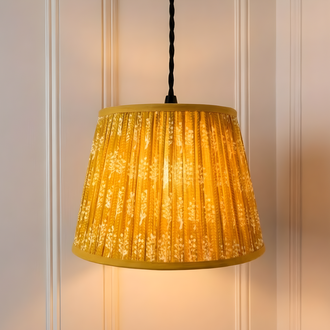 AARTIN 40 CM Sunshine Ferns Cotton Gathered Lampshade - Straight Empire ( Shade Only )