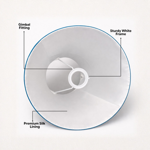 AARTIN York Ceramic Table Lamp With Blue Silk Gathered Lampshade