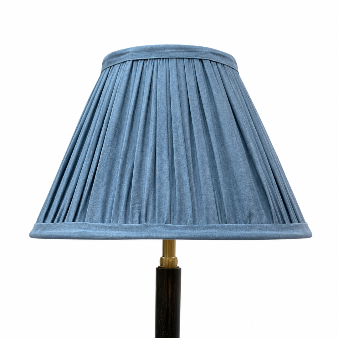 AARTIN  Blue Silk Gathered Lampshade - Empire ( Shade Only )