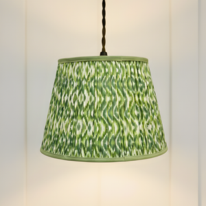 AARTIN 40 CM Green & White Ikat Cotton Lampshade - Straight Empire ( Shade Only )