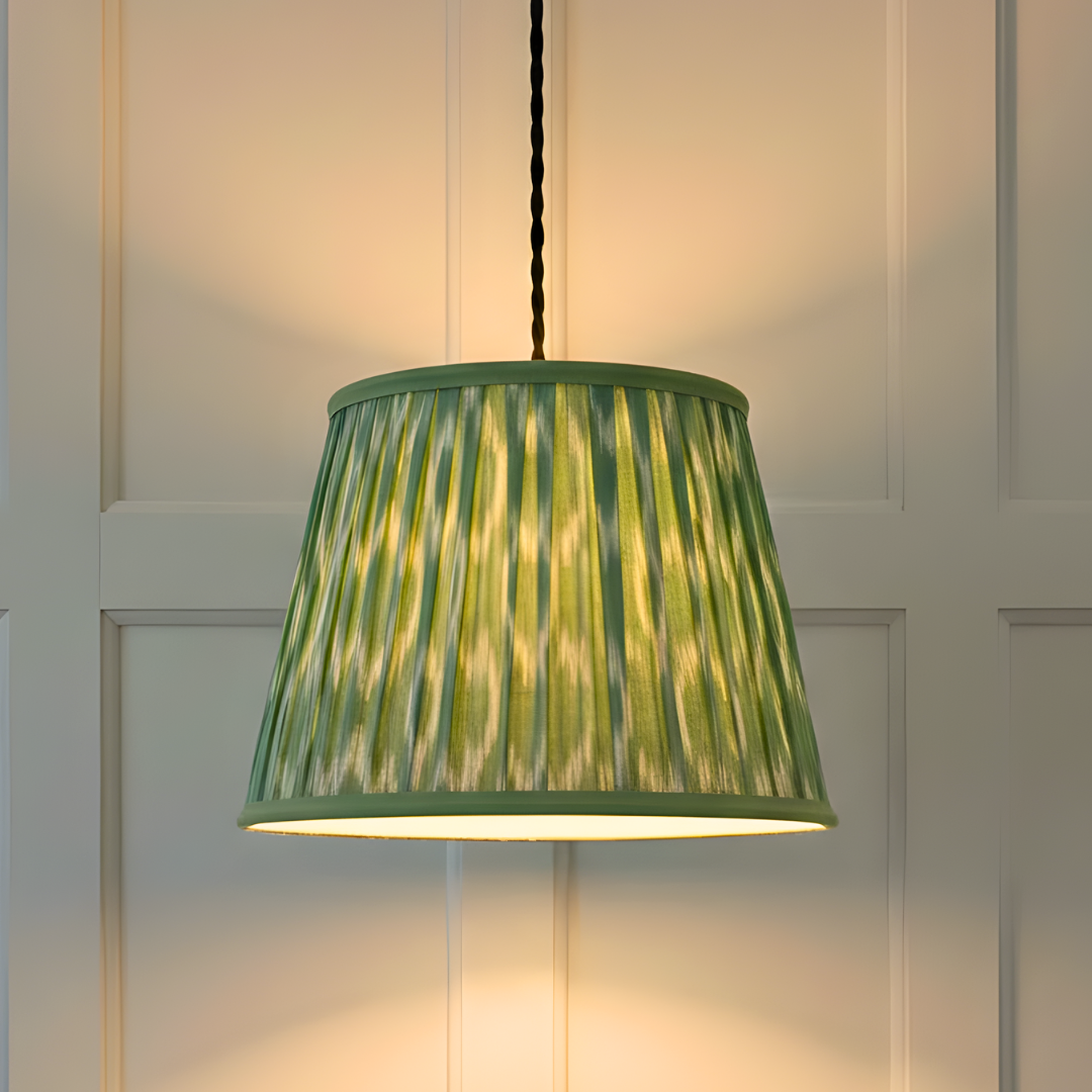 AARTIN 35 CM Sage Green Ikat Cotton Lampshade - Straight Empire ( Shade Only )