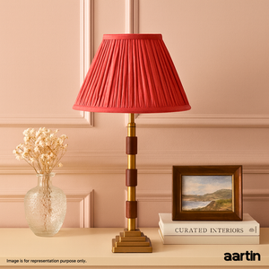 AARTIN CLOVER TABLE LAMP IN ANTIQUE BRASS & WOOD (BASE ONLY)