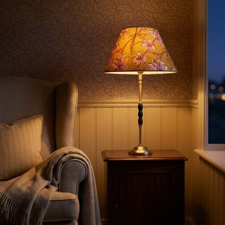 Ophelia Metal Table Lamp With Honey Petals Cotton Lampshade