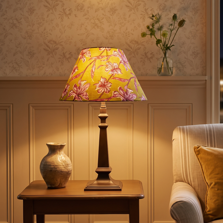 Azura Metal Table Lamp With Honey Petals Cotton Lampshade