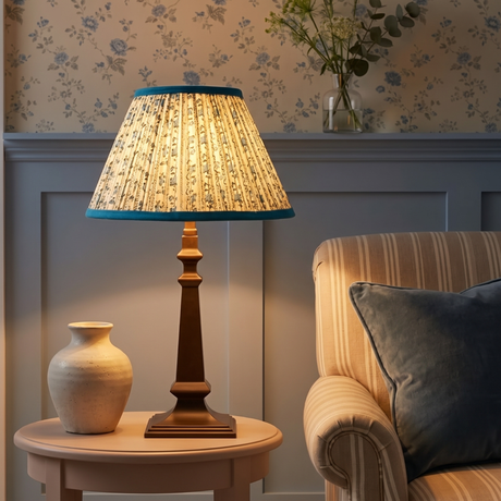Azura Metal Table Lamp With Blue Willow Cotton Lampshade