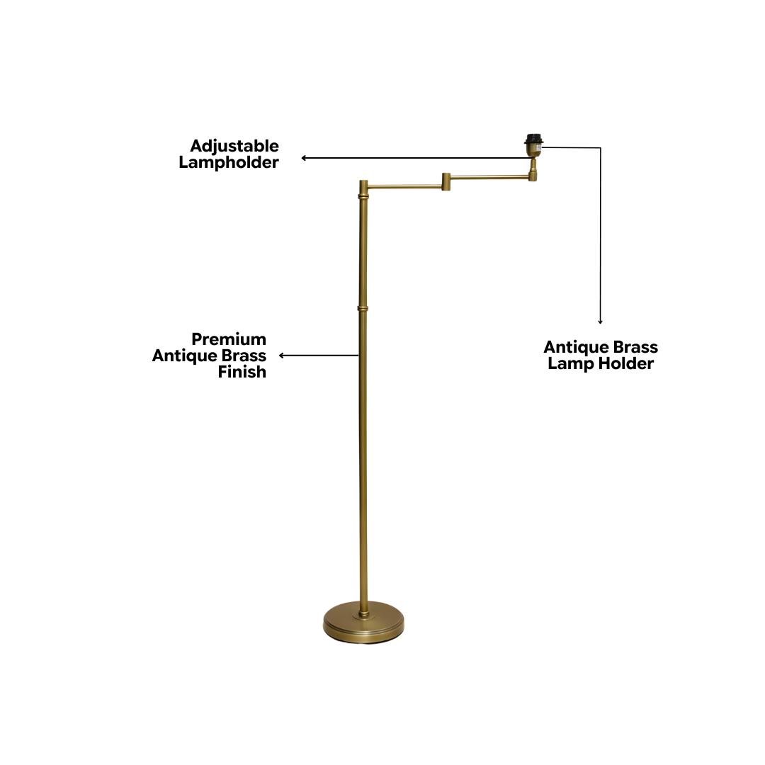 AARTIN Alpha Metal Floor Lamp With Light Pink Silk Lampshade