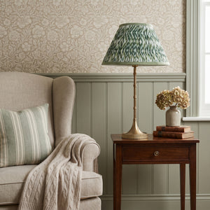 Green & white ikat Lampshade