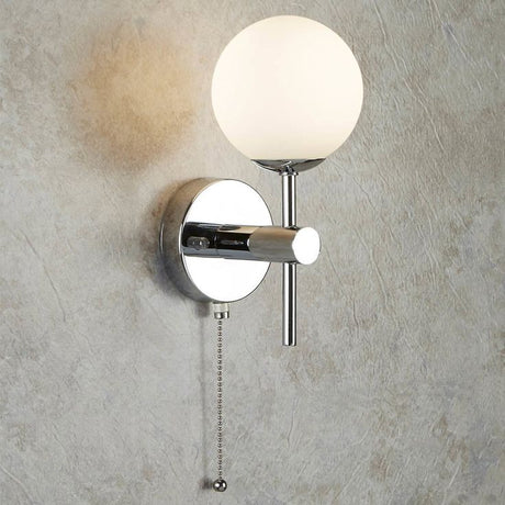 Searchlight Globe Chrome Wall Light Glass Shades - Comet Lighting