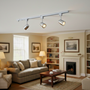 Track & Spot Pack- 3 Silver Heads, 1m Track, 2 Way Connector