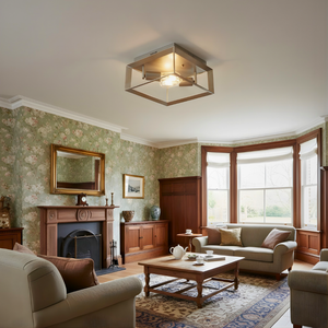 Searchlight Heaton 2Lt Ceiling Light| Brushed Silver Gold Finish