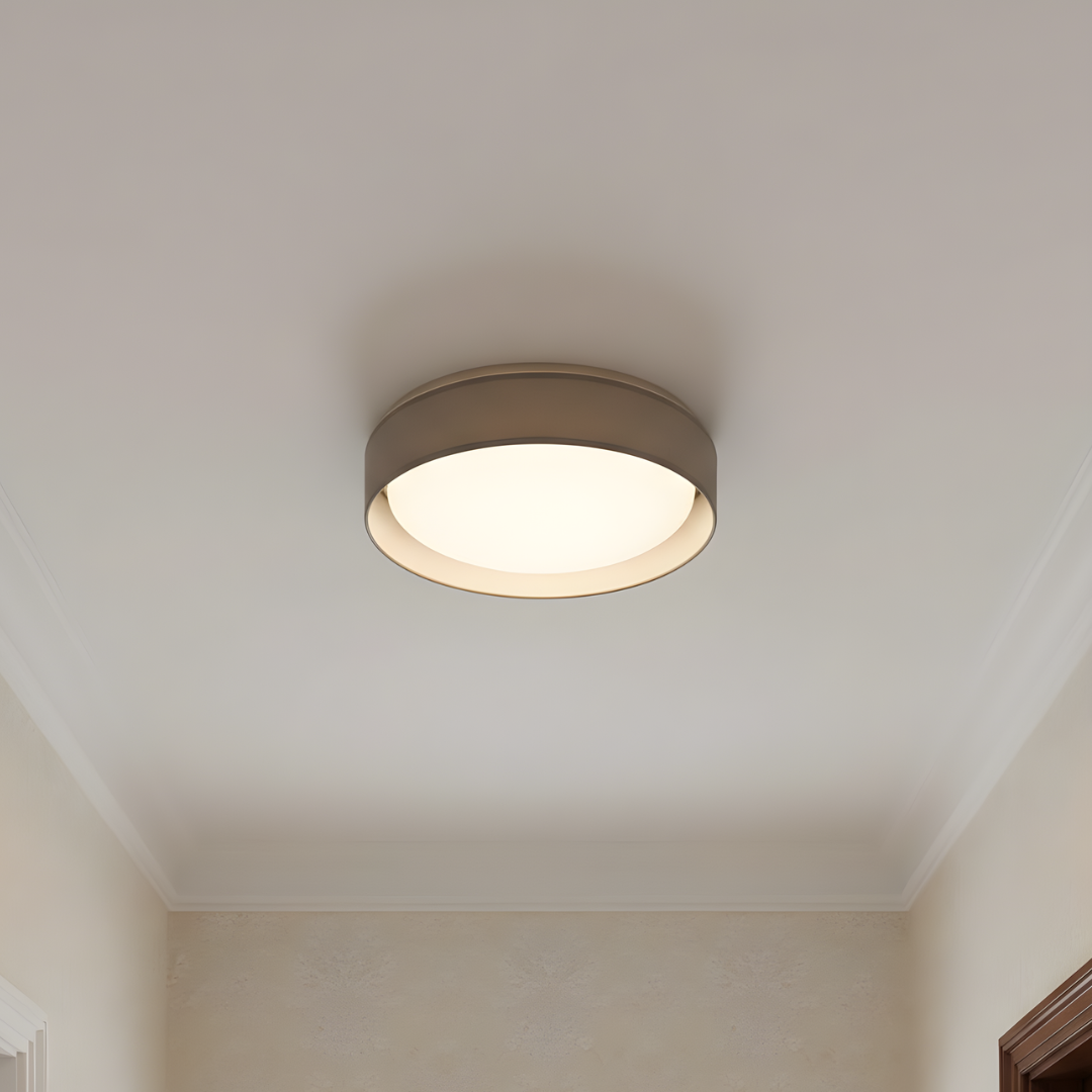 Searchlight 1 Light LED Flush Ceiling Light| Acrylic| Grey Shade