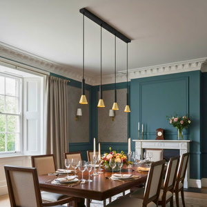 Signal 4Lt Bar Pendant - Black & Gold Metal