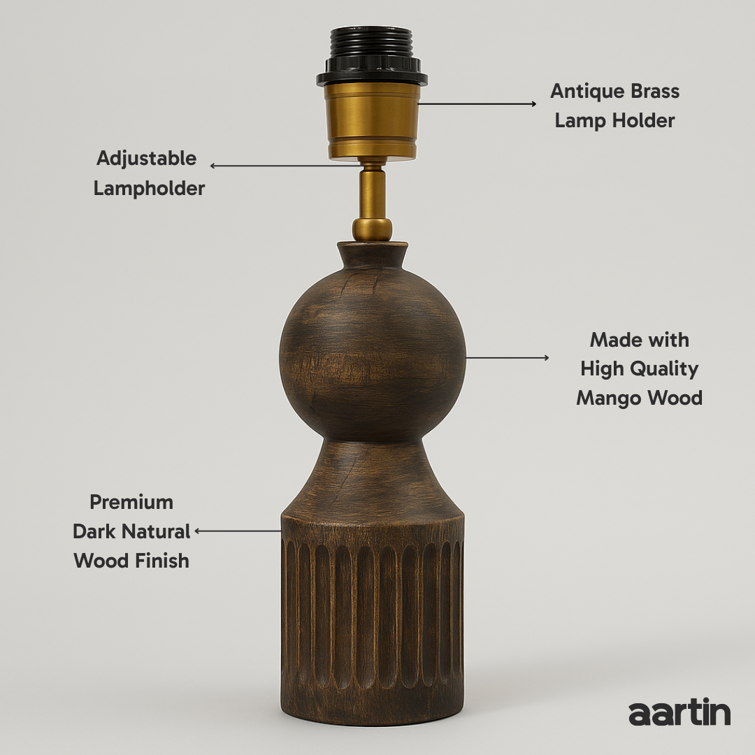 AARTIN TESSA TABLE LAMP IN WOOD WITH DARK NATURAL WOOD FINISH (BASE ONLY)