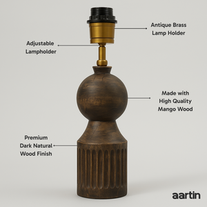 AARTIN TESSA TABLE LAMP IN WOOD WITH DARK NATURAL WOOD FINISH (BASE ONLY)