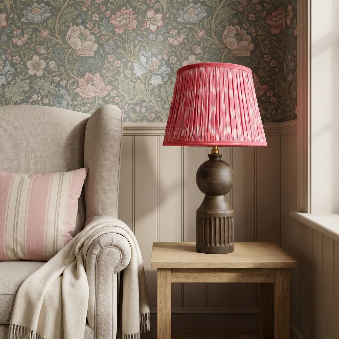 Coral Pink Ikat Lampshade