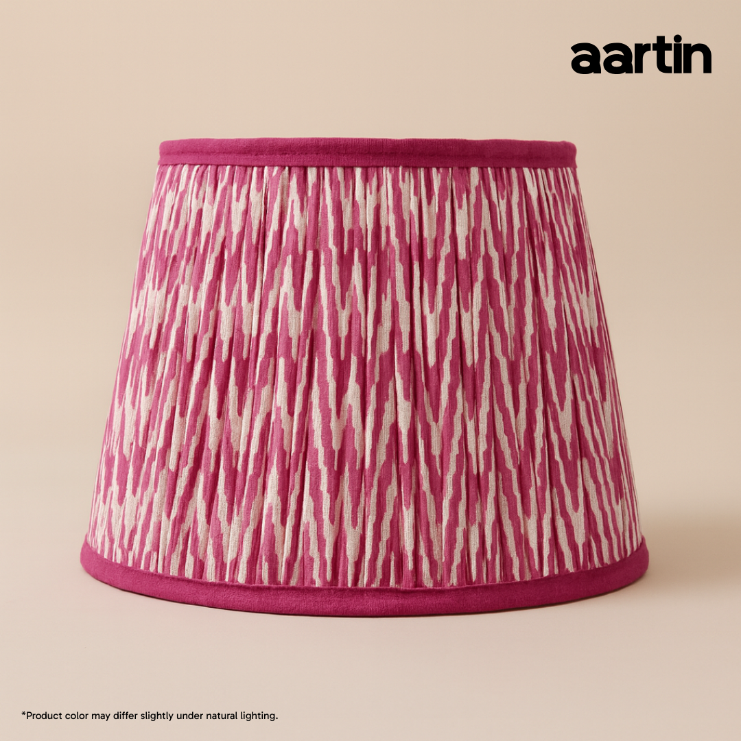 AARTIN 35 CM PINK CHEVRONS STRAIGHT EMPIRE GATHERED LAMPSHADE IN COTTON