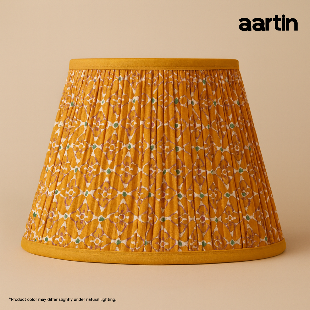 AARTIN 35 CM GOLDEN CIRCUIT STRAIGHT EMPIRE GATHERED LAMPSHADE IN COTTON