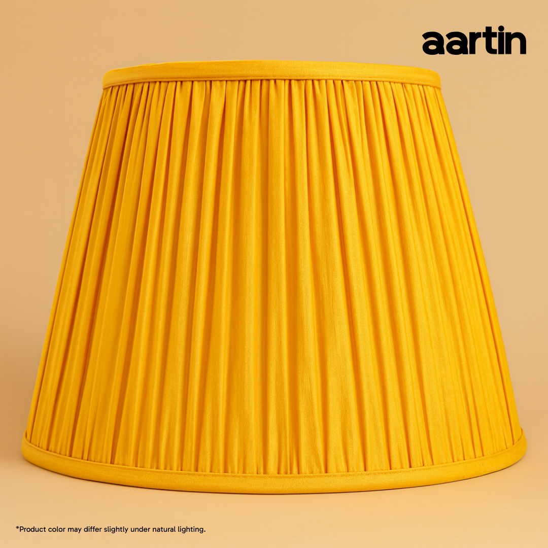 AARTIN STRAIGHT EMPIRE GATHERED LAMPSHADE IN YELLOW SILK