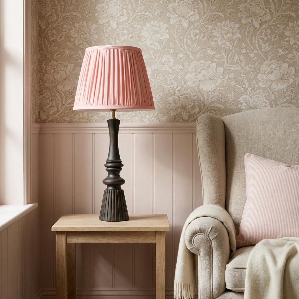 Pink silk lampshade