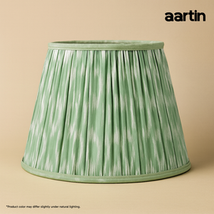 AARTIN 35 CM SAGE GREEN IKAT STRAIGHT EMPIRE GATHERED LAMPSHADE IN COTTON