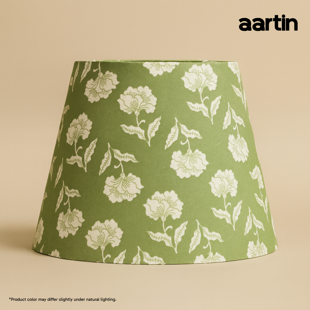 AARTIN 35 CM SAGE BLOSSOM STRAIGHT EMPIRE ROLLED LAMPSHADE IN COTTON