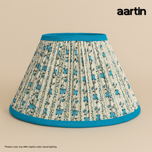 AARTIN 30 CM BLUE WILLOW EMPIRE GATHERED LAMPSHADE IN COTTON