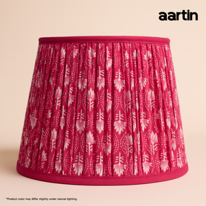 AARTIN 35 CM FUCHSIA FERNS STRAIGHT EMPIRE GATHERED LAMPSHADE IN COTTON